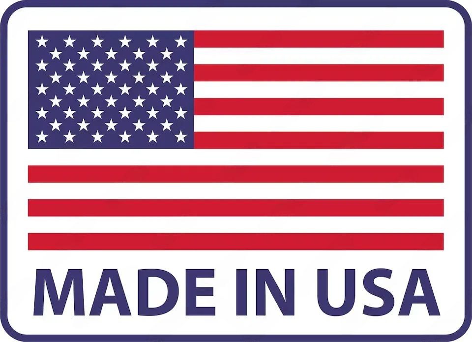 American flag with 'Made in USA' text.
